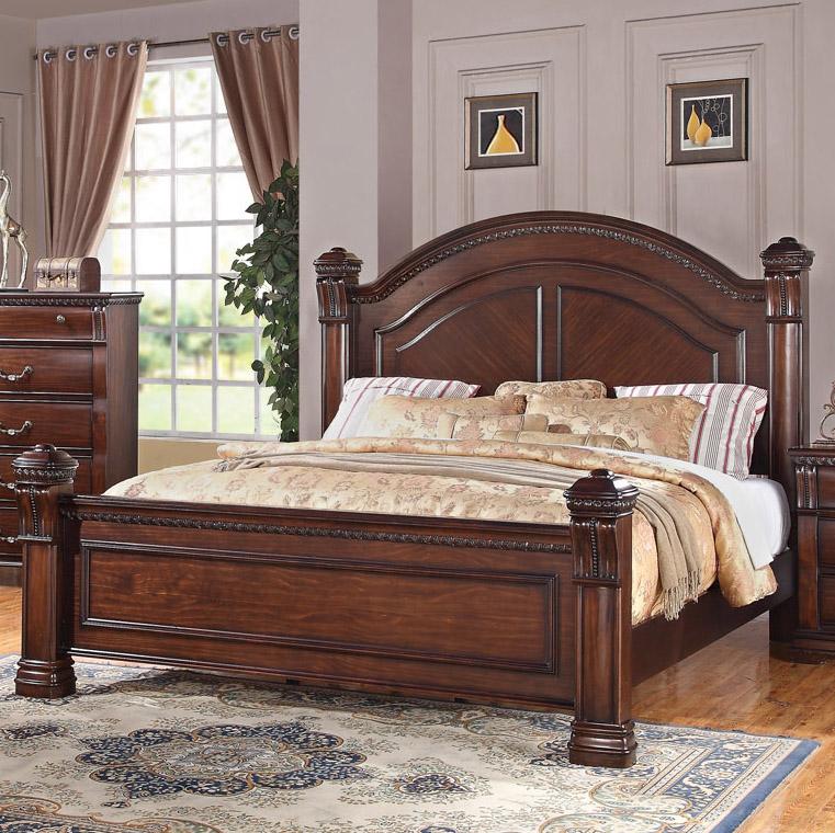 Austin Group Isabella 527 Traditional Queen Bed with Square Finials and Round Headboard Royal